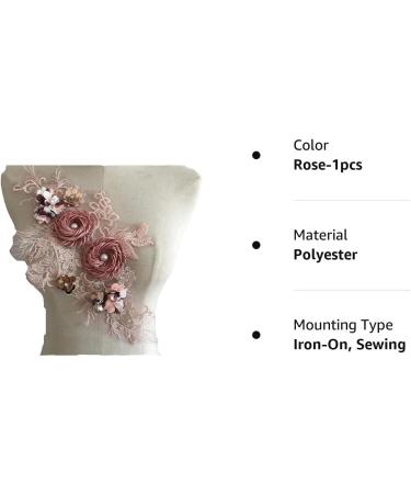 RUINUO 3D Lace Beads Flower Applique Patch - Handmade Floral Embroidered Sew On Patch for Wedding Dress - Colorful Rose Design - 1pcs - Buy Online on SooperMarket.com