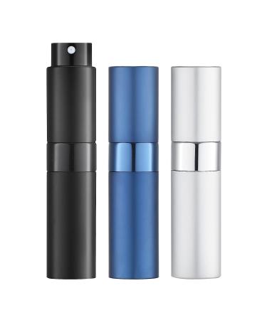Toureal 8ml Perfume Atomiser for Travel (3 PCS) Refillable Spray Bottles Aftershave Dispenser (Black Bule Silver) 3 Colors-6