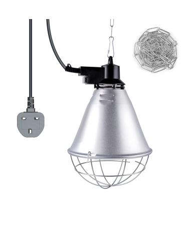 BrightArk Poultry Heat Lamp 250W with 2.5M Wire and 2M Hanging Chain 2 Mode Energy Saving Switch Livestock Breeding Brooder Lamp Infrared Heat Lamp for Puppies Chicks Piglets Reptiles (No Bulb)