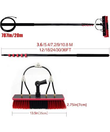 Window Cleaning Telescopic Pole Water Fed Extendable Brush Suitable for Cleaner Conservatory Roof Photovoltaic Panel Cleaning Photovoltaic Panel Cleaning/Window Clean 55cm Brush Head 12M/39FT - Buy Online on SooperMarket.com