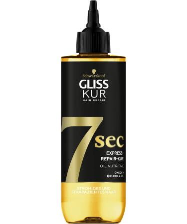 Gliss Kur 7 Sec Express Repair Kur Oil Nutrititive (200 ml) hair treatment repairs the hair in just 7 seconds for 7x stronger hair and 7x less hair breakage