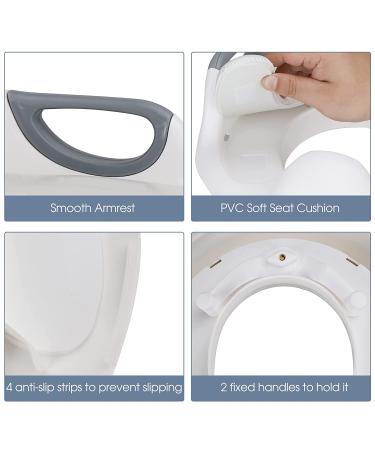 Potty Training Seat with Step Stool Ladder for Kids | Safe Toilet Seat for Boys & Girls | 2-in-1 Design with Splash Guard | Includes 2 Cushions, Cleaning Brush, and Hook | Gray - Buy Online on SooperMarket.com