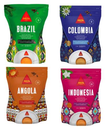 Delta Origens | Ground Roasted Coffee | Colombia Brazil Indonesia Angola | 4 x 220 Gr