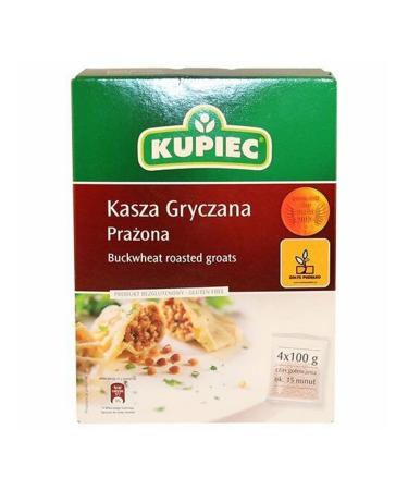 Kupiec Kasza Gryczana Prazona Buckwheat Roasted Groats 4x100g (Boil In Bag) Pack Of 4 (each 100 gr.) BOX-400gr / 14.10 Oz