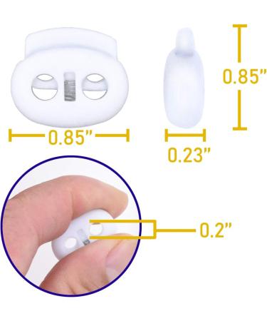 Mandala Crafts Cord Lock Fastener for Drawstrings & Shoelaces - 20 PCs White 0.85 Inch - Buy Online on SooperMarket.com
