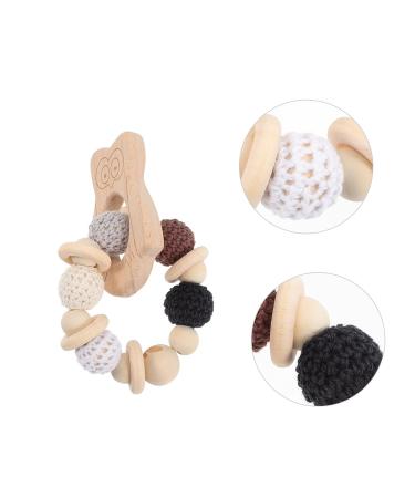 KOMBIUDA Silicone & Wooden Baby Teether Maracas | Musical Instruments & Teething Toy for Babies 0-6 Months - Buy Online on SooperMarket.com