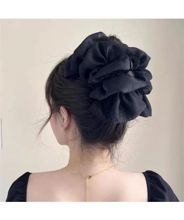 LONGLUAN Bow Bubble Clips Chiffon Silk Bubble Bow Hair Claw Jaw Clip Layered Bubble Mesh Tulle Fluffy Hair Clips Large Claw Clips for Thick Hair (2pcs-B) - Buy Online on SooperMarket.com