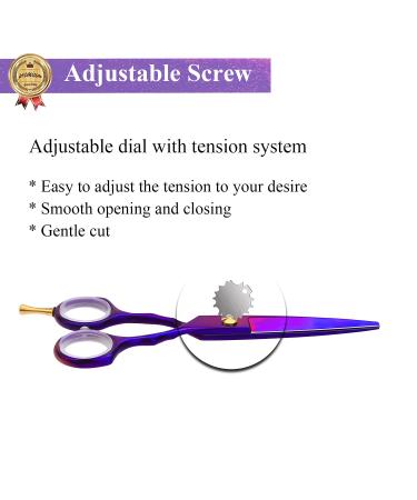 5.5 inch Purple Hair Cutting Scissors Set with Leather Case - Professional Barber Shears for Hairdressers and Home Use - Buy Online on SooperMarket.com