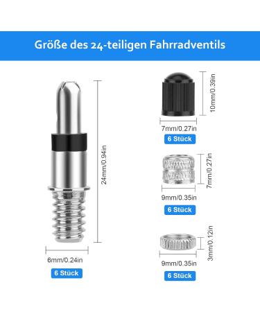 24-Part Bicycle Valve Replacement & Adapter Kit - Dunlop Valard Insert with Seal Nut for Trekking & City Bikes - Buy Online on SooperMarket.com