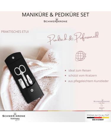 Premium Solingen Nail Care Set - Travel Black Nail Scissors File & Tweezers - Made in Germany - Buy Online on SooperMarket.com