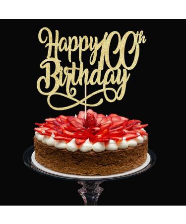 Qertesl Gold Glitter Happy 100th Birthday Cake Topper Cheers to 100 Years happy 100th Birthday Cake Topper 100th Anniversary Cake Topper men and women 100 years old happy birthday Party Decoration Gold100 - Buy Online on SooperMarket.com