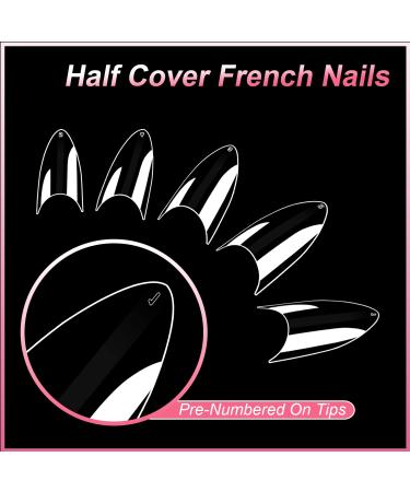 600PCS Clear Short Stiletto Nail Tips - Acrylic False Nail Tips for Salons & DIY Nail Art - 10 Sizes - Buy Online on SooperMarket.com