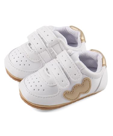 Cheerful Mario Baby Boys Girls First Walking Shoes Infant Prewalkers Pram Shoes Soft PU Leather Anti Slip Sole 6-12 Months W Gold