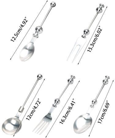 Funny Cake Bread Forks Bead Stringing Round Spoon Stainless Steel Dessert Forks Multi-Functional Kitchen Tool Fruit Fork Bead Stringing Fork - Buy Online on SooperMarket.com