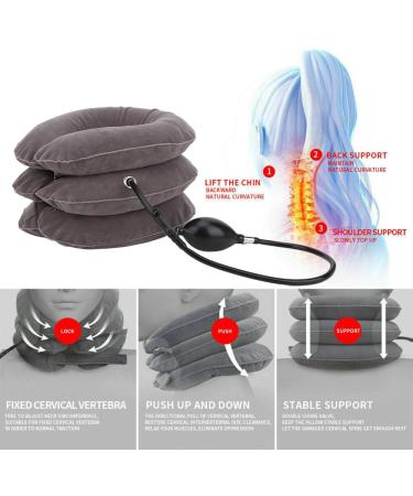 Inflatable Cervical Neck Traction Device Portable Neck Brace Support Stretcher Gray for Neck - Buy Online on SooperMarket.com