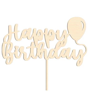 Alsino personal cake topper for all occasions - wedding birthday baptism birth birth communion confirmation - made of sustainable wood (LA -65) Happy Birthday Ballon La -65 Happy Birthday balloon