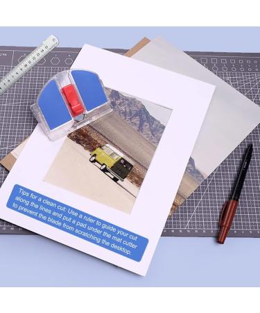 Professional Mat Cutter with 3 Replacement Blades - 45 & 90 Degree Bevel Cut Tool for Art Framing - Blue - Buy Online on SooperMarket.com