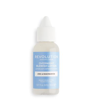 Revolution Skincare Overnight Blemish Lotion  Blemish Skin Corrector Serum  Reduces Inflammation & Removes Blemishes  Vegan  1.01fl.oz/30ml