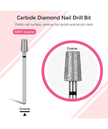 Rolybag Tapered Barrel Cuticle Nail Drill Bits - Coarse Diamond Drill Bits for Electric Cuticle Removal | Professional Manicure Tools 3/32” - Buy Online on SooperMarket.com