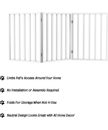 Petmaker 24-Inch White Wooden Indoor Dog Gate - Freestanding Accordion Style Fence for Doorways, Stairs or House - Buy Online on SooperMarket.com