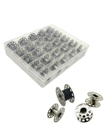 25 Pcs Metal Bobbins for Sewing Machine with Storage Box, A Class 15 Universal Bobbins in Case Compatible for Brother, Janome, Singer, Bernina, Toyata, Anime, Kenmore, Elna, Babylock by LeBeila