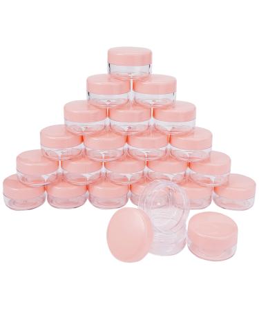 24 pieces of cream can empty hip 10ml lip balm jars small cans with lid plastic mini doses travel set cosmetics empty for cream lotion masks cosmetics nail art rhinestones pink