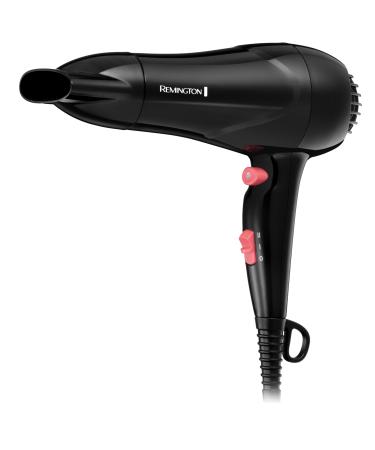 Remington Hair Dryer Compact Blow Dryer My Stylist (Powerful 1900W Performance 2 Heat/Speed Settings with Cool Shot Fast Dry Concentrator Ceramic Ionic Grille for Even Heat Black/Pink) D2000