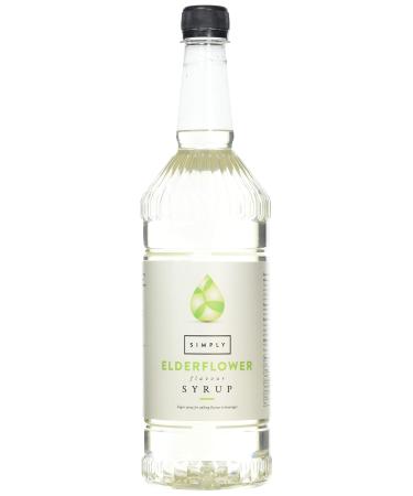 Simply Elderflower Syrup Vegan & Nut Free Flavoured Syrup for Coffee Cocktails & Baking (1 Litre) Elderflower 1 l (Pack of 1)
