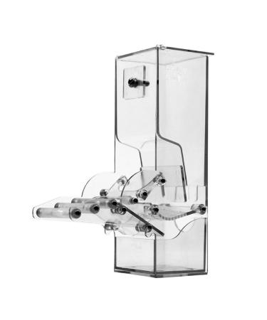 No Split Bird Seed Feeder for Cage,Parrot Automatic Foraging Systems Food Feeding Station with Perch,Heavty Acrylic,One-Step Moulding