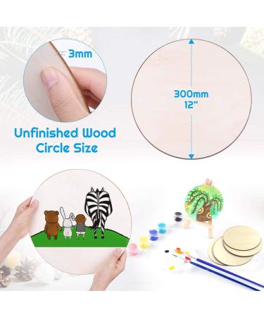 12-Pack Audab 12 Inch Unfinished Wood Circles for Crafts - Wooden Rounds for DIY Projects, Door Hanger, Wood Burning - Buy Online on SooperMarket.com
