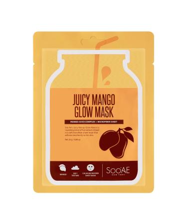 Soo AE Juicy Mango Glow Sheet Mask - Hydrating Korean Skin Care | 12 Pack - Buy Online on SooperMarket.com