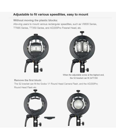 Godox S2 Speedlite S-Type Bracket - Bowens Mount Flash Holder for V1, AD200Pro, AD400Pro & More - Tiltable Design with Umbrella Mount - Buy Online on SooperMarket.com