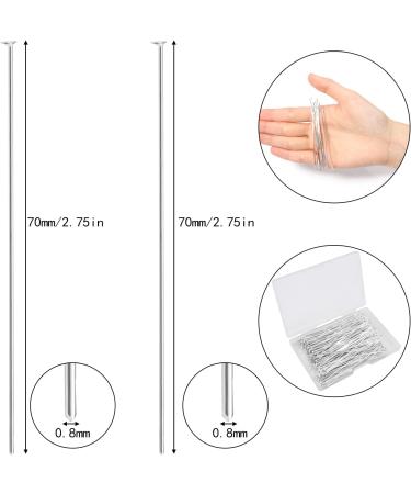 200PCS 70mm Silver Plated Eye Pins & Head Pins for Jewelry Making | 3 Colors & 6 Styles Included - Buy Online on SooperMarket.com