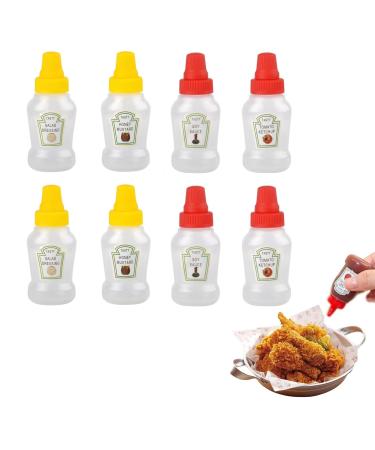 ACONDE 25 ml Mini Ketchup Bottle 8 Pieces Refillable Mini Sauce Bottle Portable Sauce Bottle with Caps for BBQ Dressing 8PACK