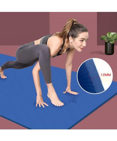 Hatha Yoga Extra Thick TPE Yoga Mat - 72 x 32 - 1/2 Thickness - Eco Friendly SGS Certified - High Density Anti-Tear Bolster - Blue - Buy Online on SooperMarket.com