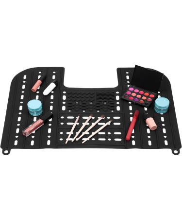 Foldable Sink Cover - Silicone Beauty Makeup Brush Cleaning Mat - Bathroom Sink Cover Silicone Compact Rollable With Hanging Loop And Beauty Makeup Brush Cleaning Mat