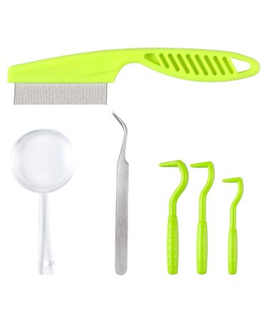 TOYMIS 6pcs Tick Removal Tool Tick Remover for Dogs Cats and Humans Convenient Tick Remover Plastic with Tweezers Comb and Magnifying Glass