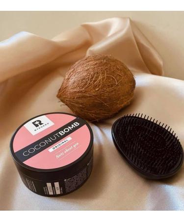 BYROKKO Coconut Bomb Hair Mask - Nourishing Deep Conditioner for Damaged Hair Natural Coco Oil Treatment 180g & Free Brush - Ideal for All Hair Types - Buy Online on SooperMarket.com