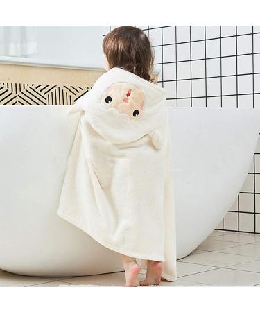 Hilmocho Baby Hooded Bath Towel | Soft Coral Velvet Swaddle Blanket for Infants | Absorbent Shower and Swimming Towel | White Sheep Design - Buy Online on SooperMarket.com