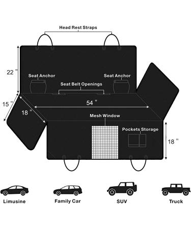 Waterproof Nonslip Dog Car Seat Cover with Storage Pockets & Visual Window - Black - Buy Online on SooperMarket.com