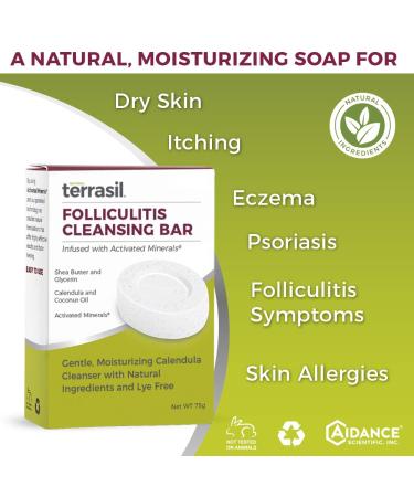 Terrasil Folliculitis Soap: 100% Natural Calendula Bar for Relief from Folliculitis, Fissures, Angular Cheilitis, Lichen - Gentle Moisturizing Cleansing Bar (75gm) - Buy Online on SooperMarket.com