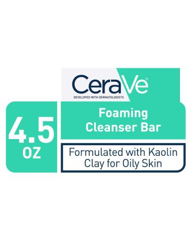 CeraVe Foaming Cleanser Bar 4.5 oz - Soap-Free Body and Face Cleanser for Oily Skin - Buy Online on SooperMarket.com
