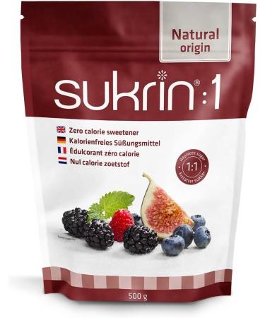 Sukrin:1 - All Natural 1:1 Sugar Substitute with Erythritol and Stevia, Zero Calorie Sweetener for Keto and Low Carb Diets, Gluten Free, Vegan, Baking, Non GMO, 1 LB 1 Pound (Pack of 1)