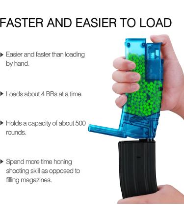Ludex 6mm Airsoft BBs Speed Loader - 500 Rounds Large Capacity with Adapter | Fast Magazine Loading - Blue - Buy Online on SooperMarket.com