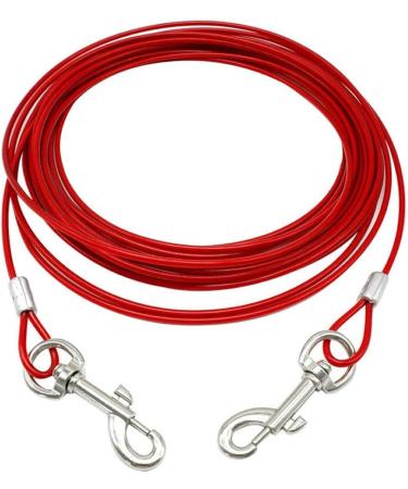 Bunty Dog Tie Out Stake 16 & Tie Out Cable 10ft | Heavy Duty Spiral Ground Anchor for Dog Leash | Outdoor Dog Camping Essentials - Medium 10ft Red - Buy Online on SooperMarket.com