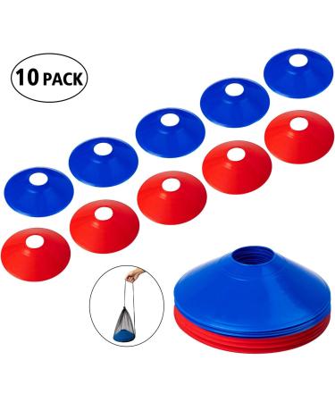 10pcs Pro Disc Cones with Carry Bag - Agility Training Cones for Soccer, Football, Basketball & More | Blue&Red Thickened Version 24g - Buy Online on SooperMarket.com