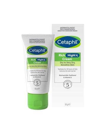 Cetaphil Rich Night Cream 50g For Dry To Very Dry Sensitive Skin With Niacinamide Rich Night Cream (New Version)
