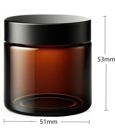 Set of 6 Amber Glass Jars - 60ml Brown Glass Container Jars for Storage with Airtight Black Lids Luxury Cosmetic Container for Candles Creams & Salves - Buy Online on SooperMarket.com