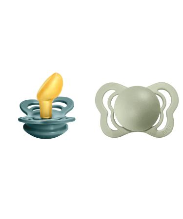 BIBS Couture Baby Pacifier 2-Pack | Made in Denmark | BPA Free Dummy Soother Anatomical Nipple. Natural Rubber Latex Size 1 (0-6 Months) Island Sea/Sage
