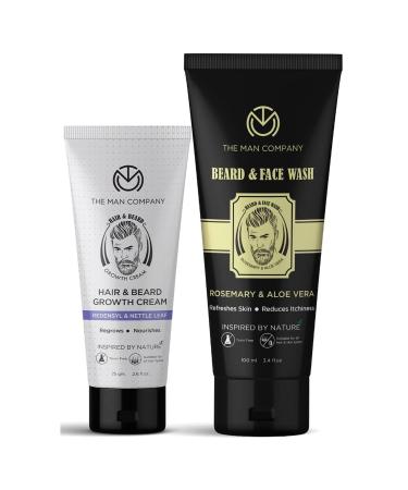The Man Company Expert care combination | Beard and facial detergent-100 ml & beard and hair growth cream-75 G | stimulates beard growth | grows and nourishes | Poison-free-2 Set